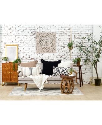 Austin Onyx Woven Throw Pillow Geometric Black And White Tasseled Luxury Decorative Tassels Accent Covers For Couch And Bed