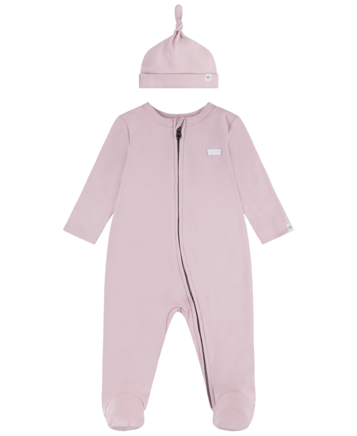 Shop Levi's Baby Boys Or Girls Footed Coveralls And Hat Set In Peachskin