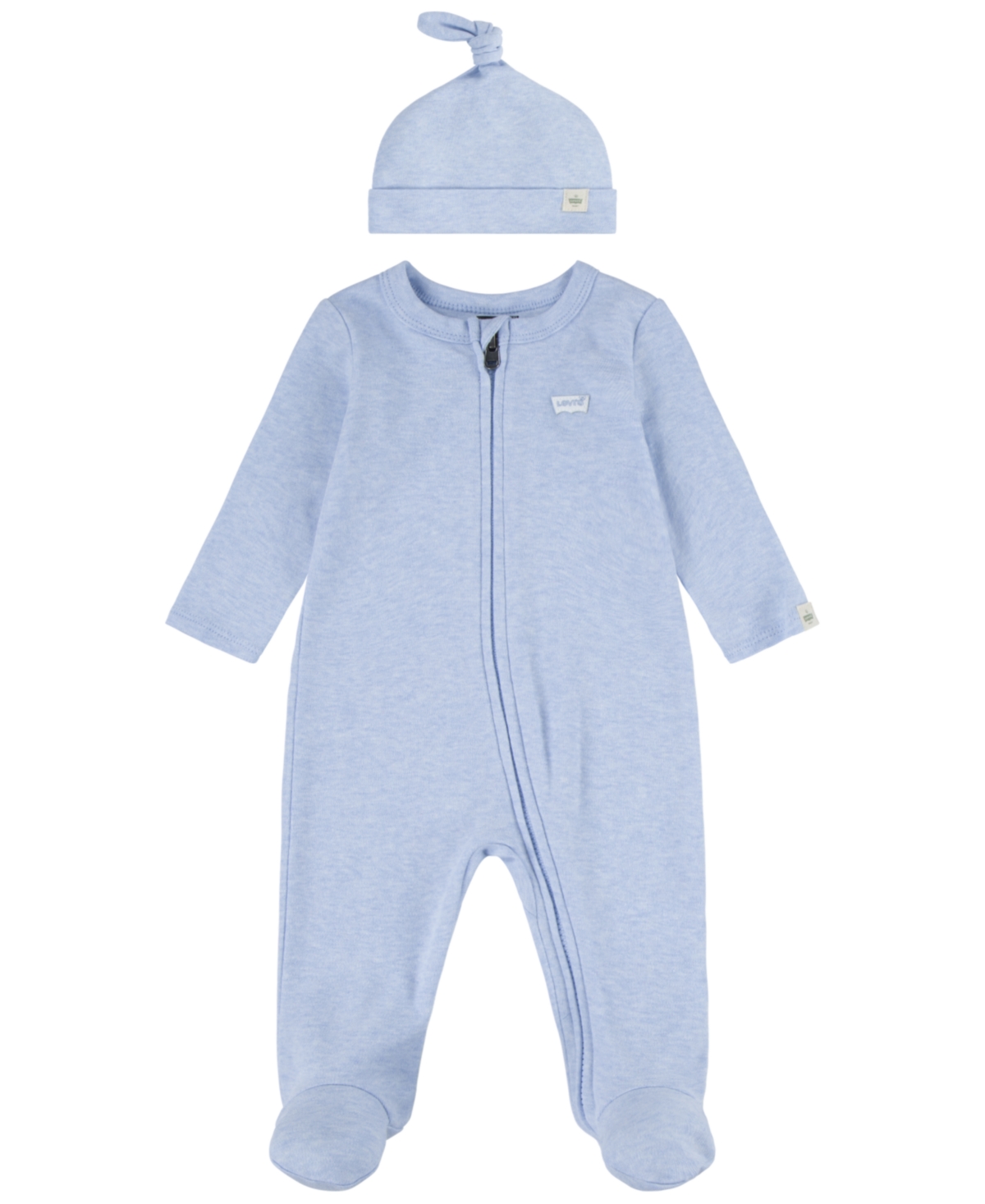 Shop Levi's Baby Boys Or Girls Footed Coveralls And Hat Set In Light Mist Heather