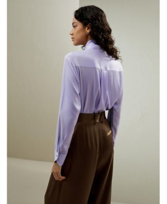 Women's Silk Turtleneck Ribbon Blouse