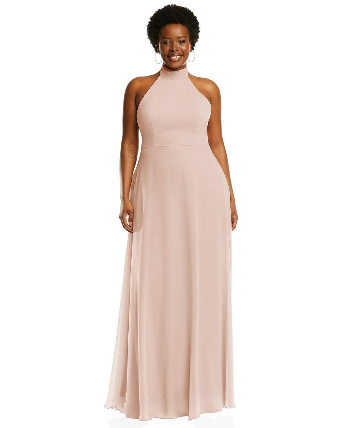 Plus Size High Neck Halter Backless Maxi Dress - Willow green
