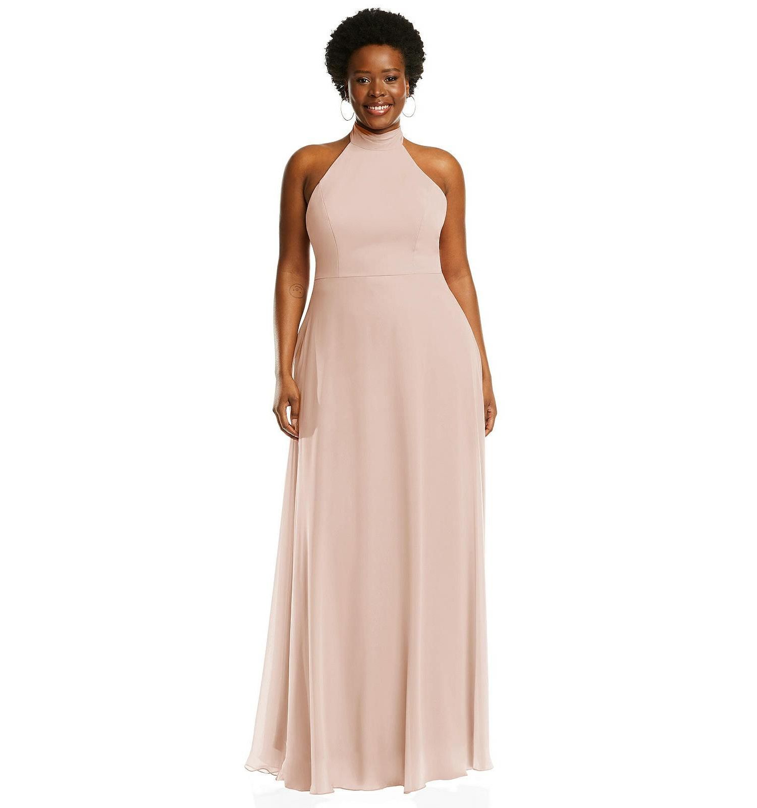 Women's High Neck Halter Backless Maxi Dress