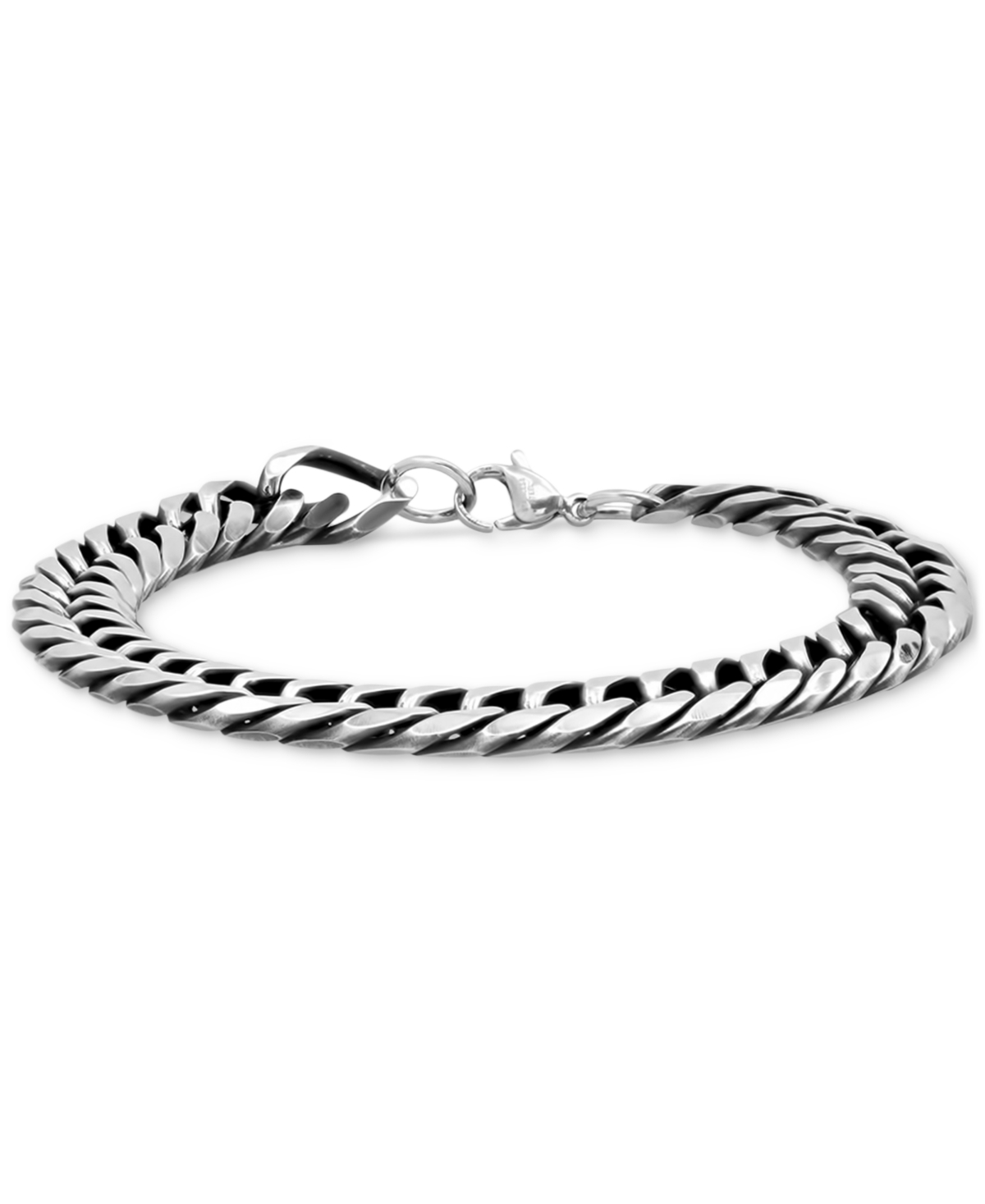 Men's Silver-Tone Cuban Link Chain Bracelet - Hematite