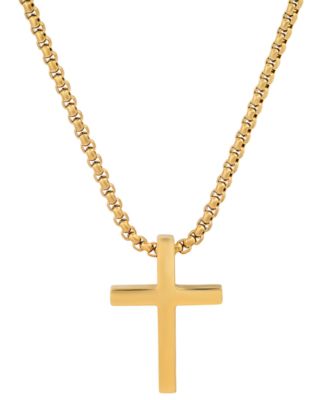 Men's Polished Cross Pendant Necklace, 24"