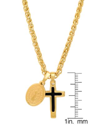 Men's Cross & St. Benedict Pendant Necklace, 24"