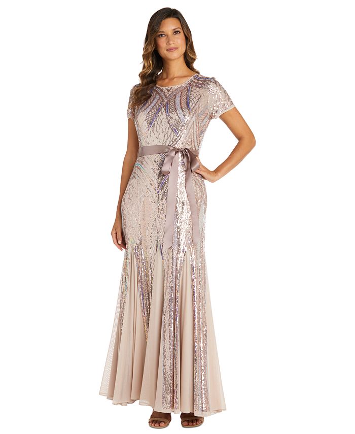 R & M Richards Women's Embellished Lace Gown Wine Size 16 main image 1