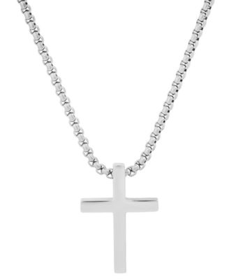 Men's Polished Cross Pendant Necklace, 24"