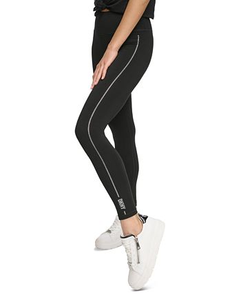 DKNY Women's Black Colorblocked High-Waist Striped-Side 7/8 Leggings Size  XL NEW
