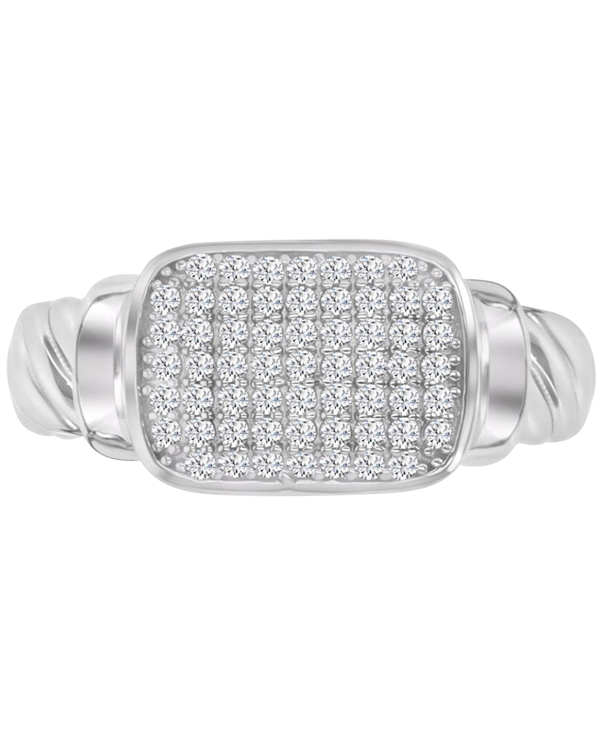 Shop Macy's Cubic Zirconia Rectangular Cluster Twist Rope Statement Ring In Silver