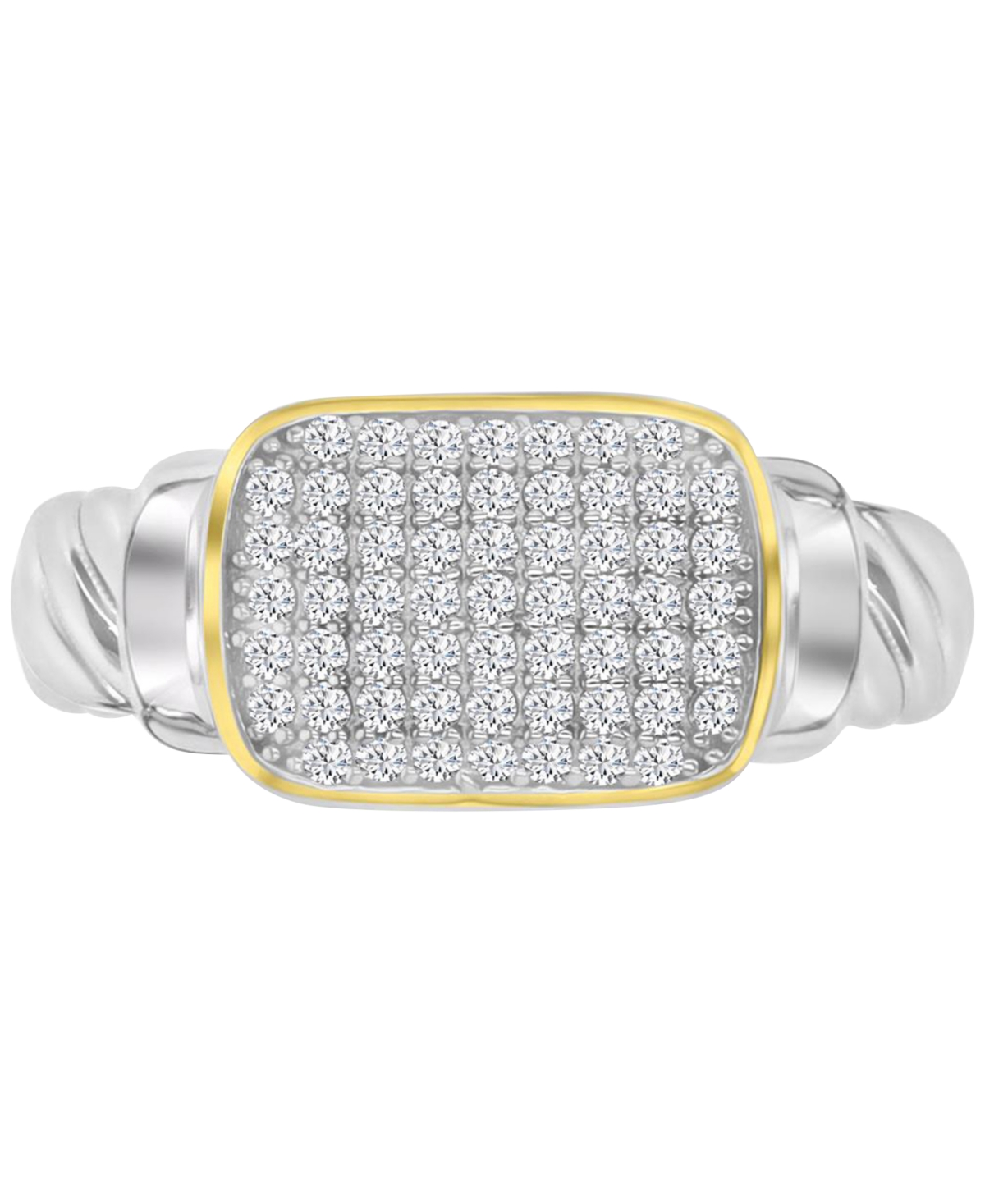 Shop Macy's Cubic Zirconia Rectangular Cluster Twist Rope Statement Ring In Gold