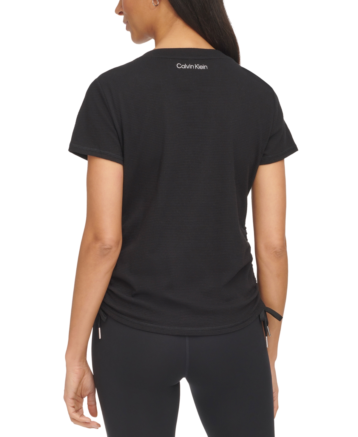 Calvin Klein Women's Drawstring-ruched Textured Top