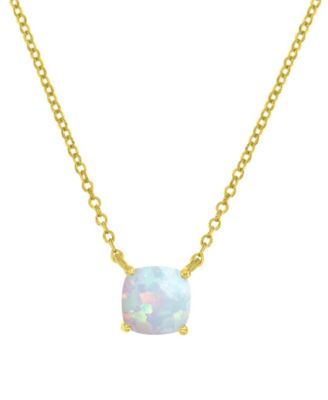 Lab-Grown Opal Cushion Cut Solitaire 18" Pendant Necklace (5/8 ct. t.w.)