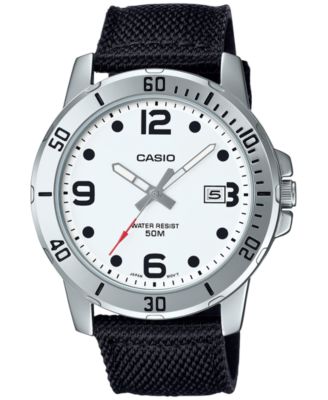 Casio - Men's Black Cloth Strap Watch 45mm