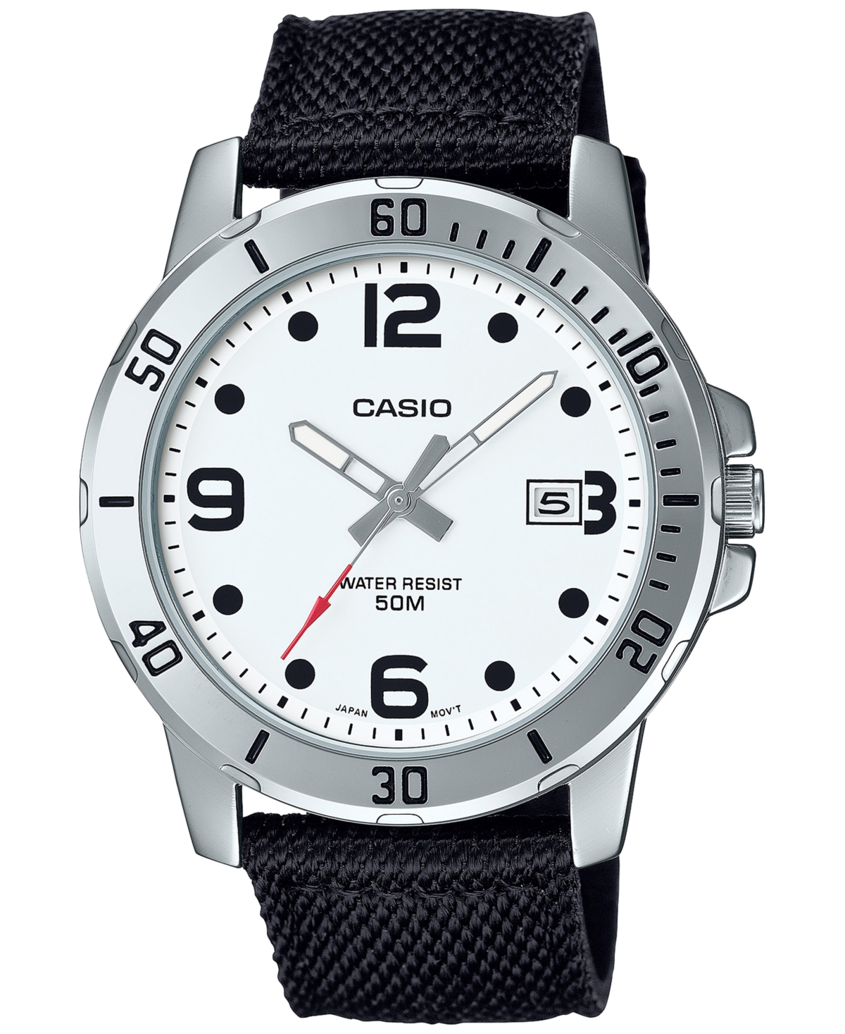 Casio Men's Black Cloth Strap Watch 45mm, Mtpvd01c-7bv