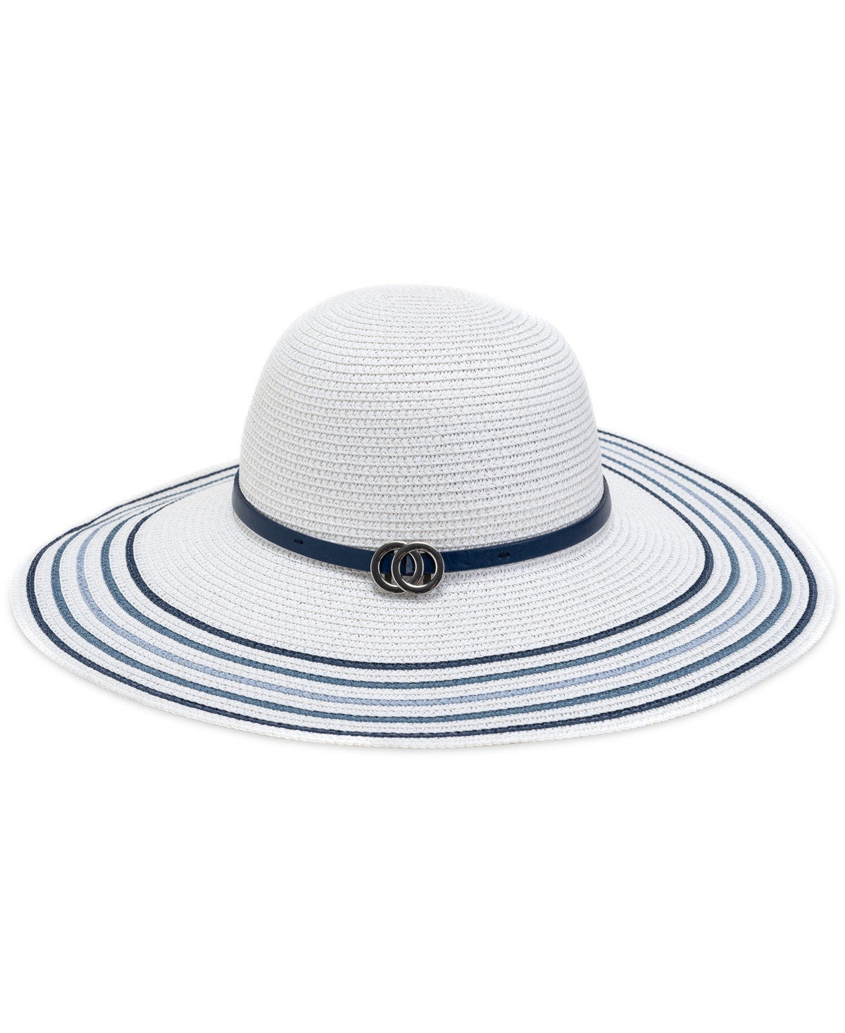 Shop Inc International Concepts Women's Striped Floppy Hat, Created For Macy's In White