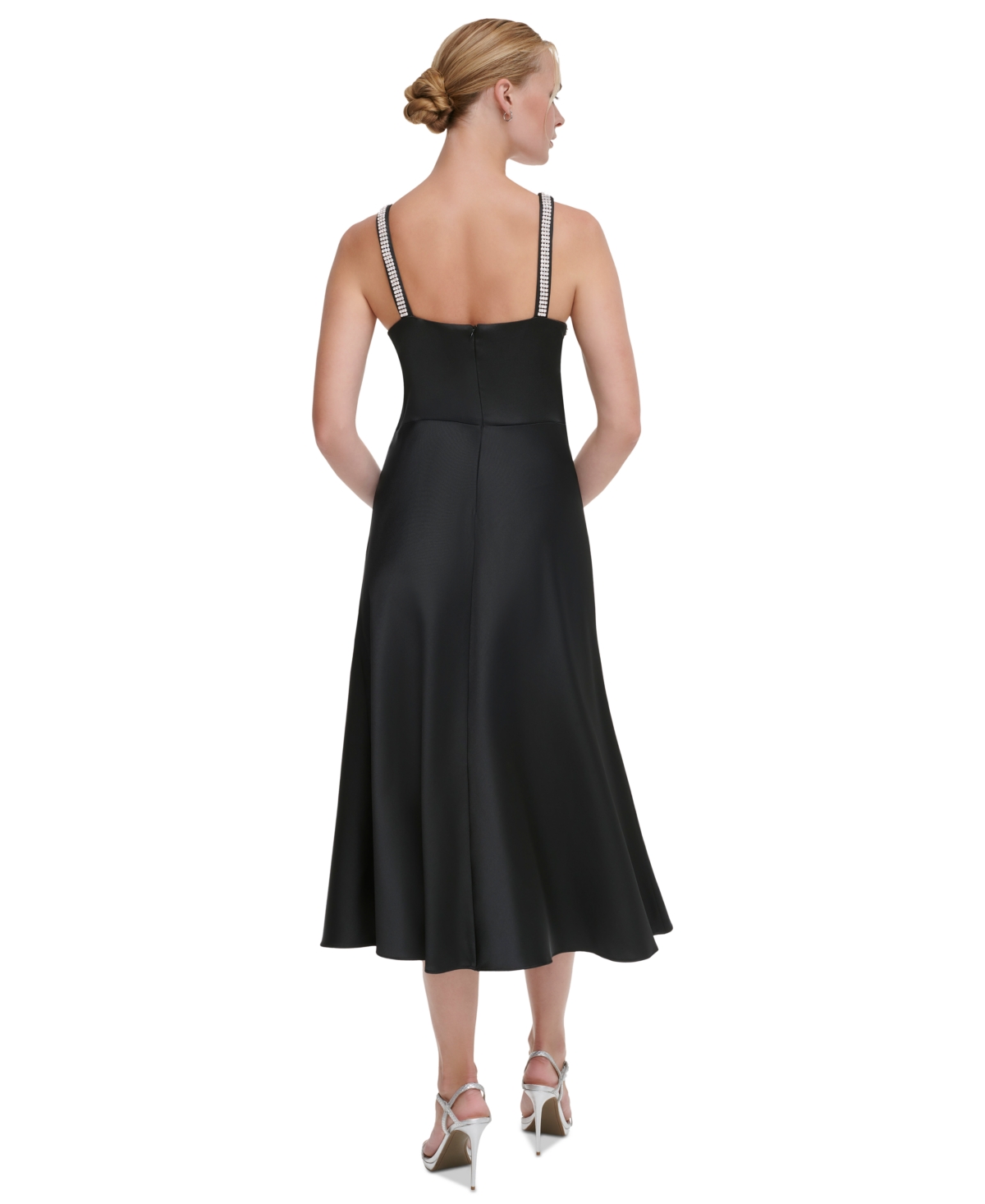 Shop Dkny Women's Cowlneck Midi Dress In Black