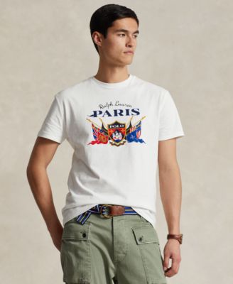 폴로 랄프로렌 Polo Ralph Lauren Mens Classic-Fit Jersey Graphic T-Shirt,Classic Oxford White