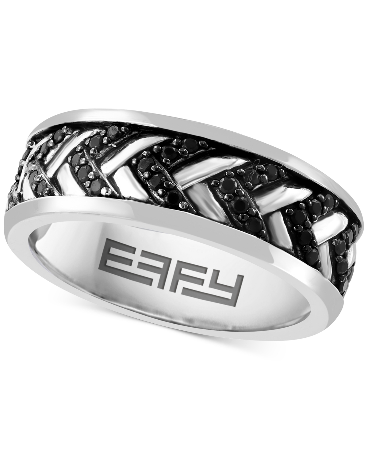 Effy Collection Effy Men's Black Spinel Chevron Band (1-1/20 Ct. T.w.) In Sterling Silver (also In White Topaz)