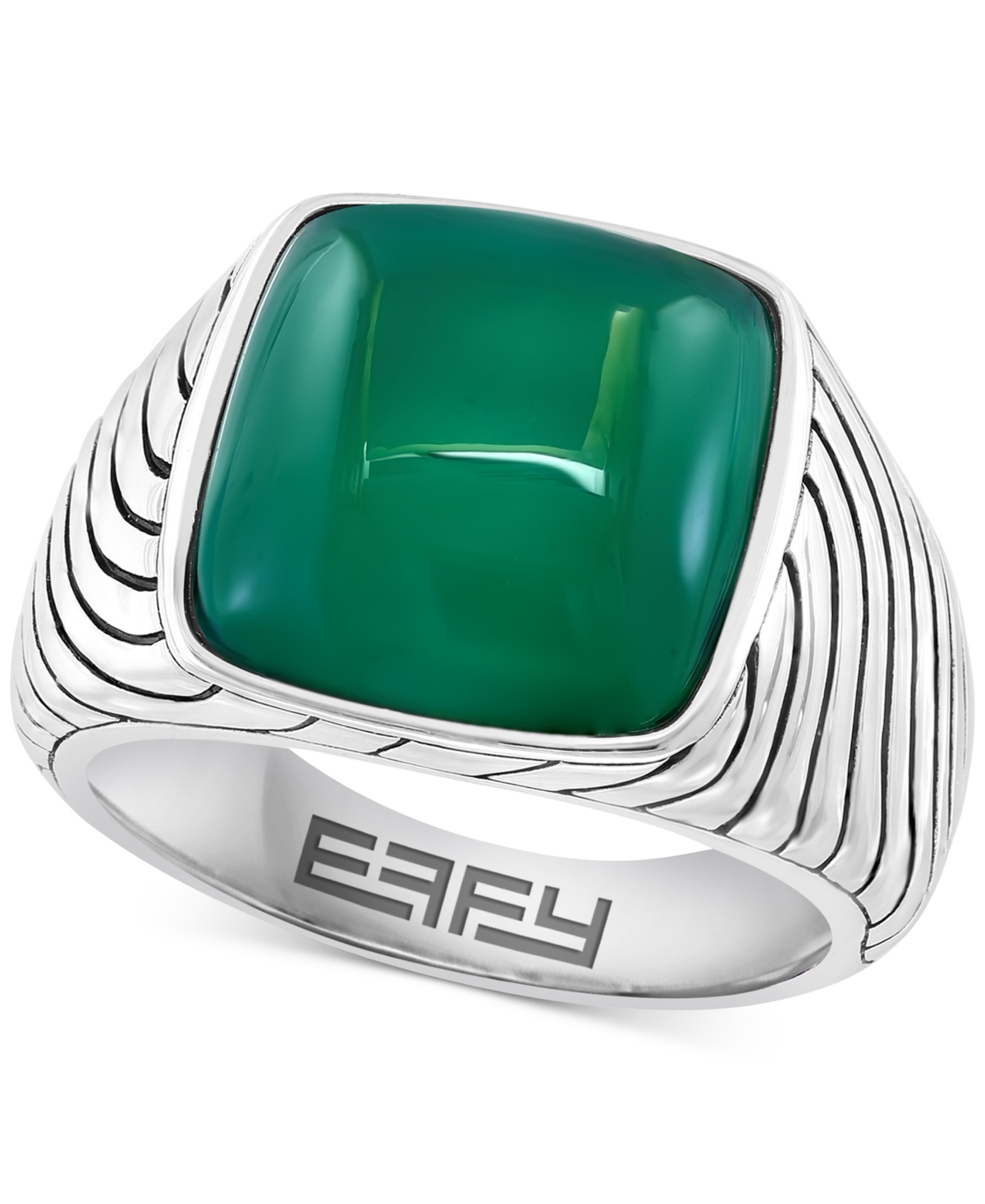Effy Collection Effy Men's Green Chalcedony Textured Ring In Sterling Silver