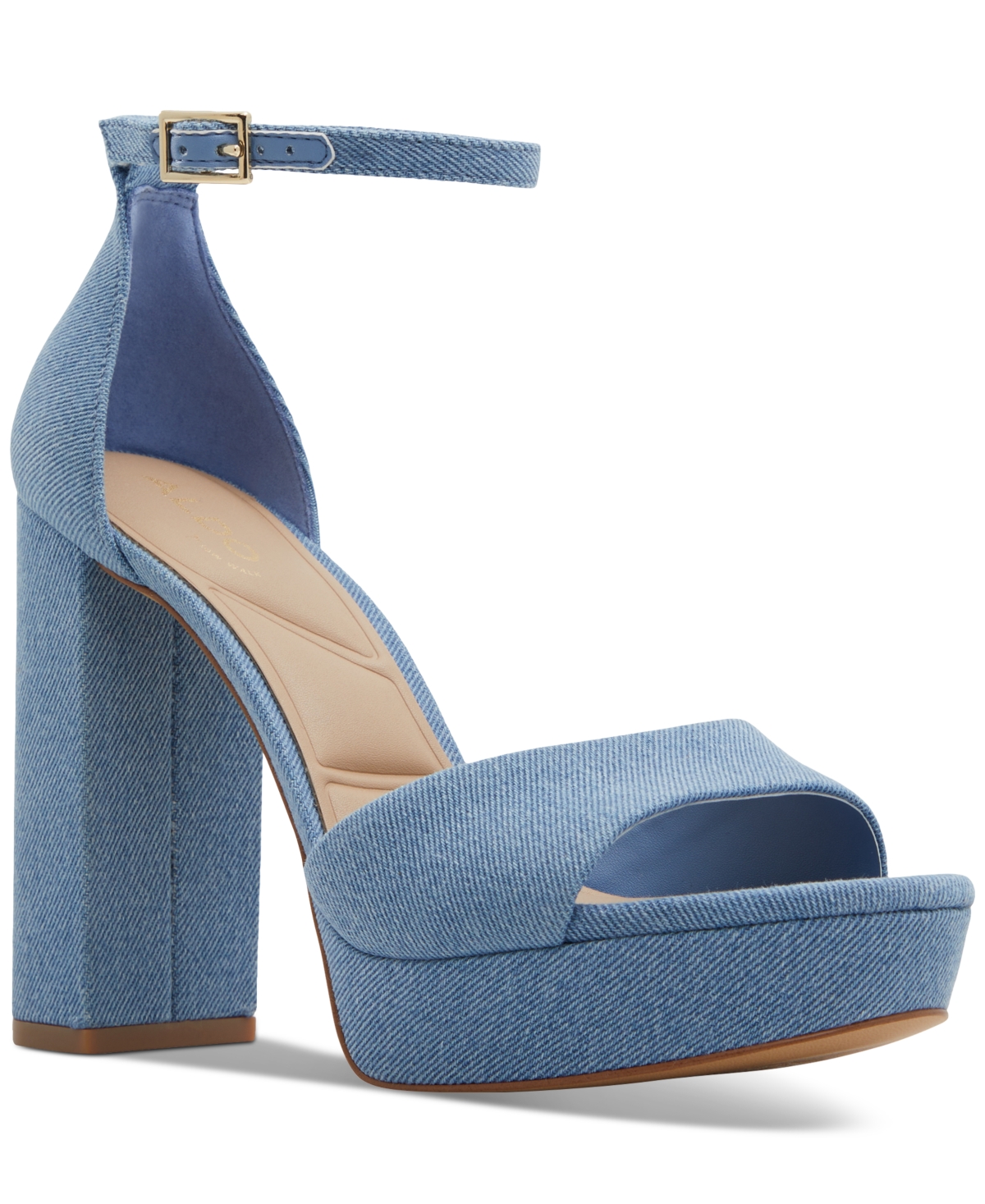 Shop Aldo Women's Enaegyn2.0 Two-piece Block-heel Sandals In Medium Denim Blue