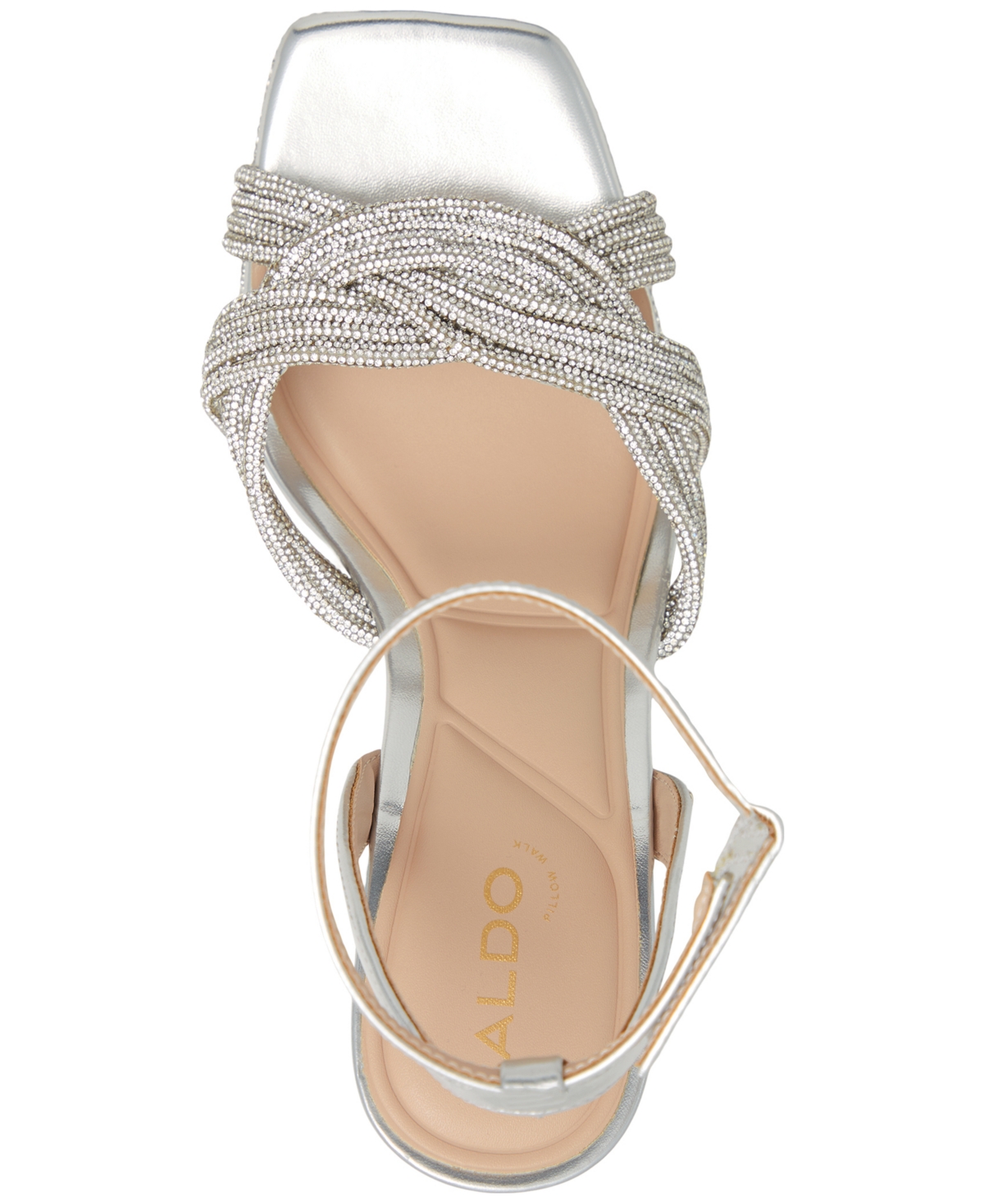 Shop Aldo Women's Glimma Rhinestone Crossband Platform Dress Sandals In Silver Mixed
