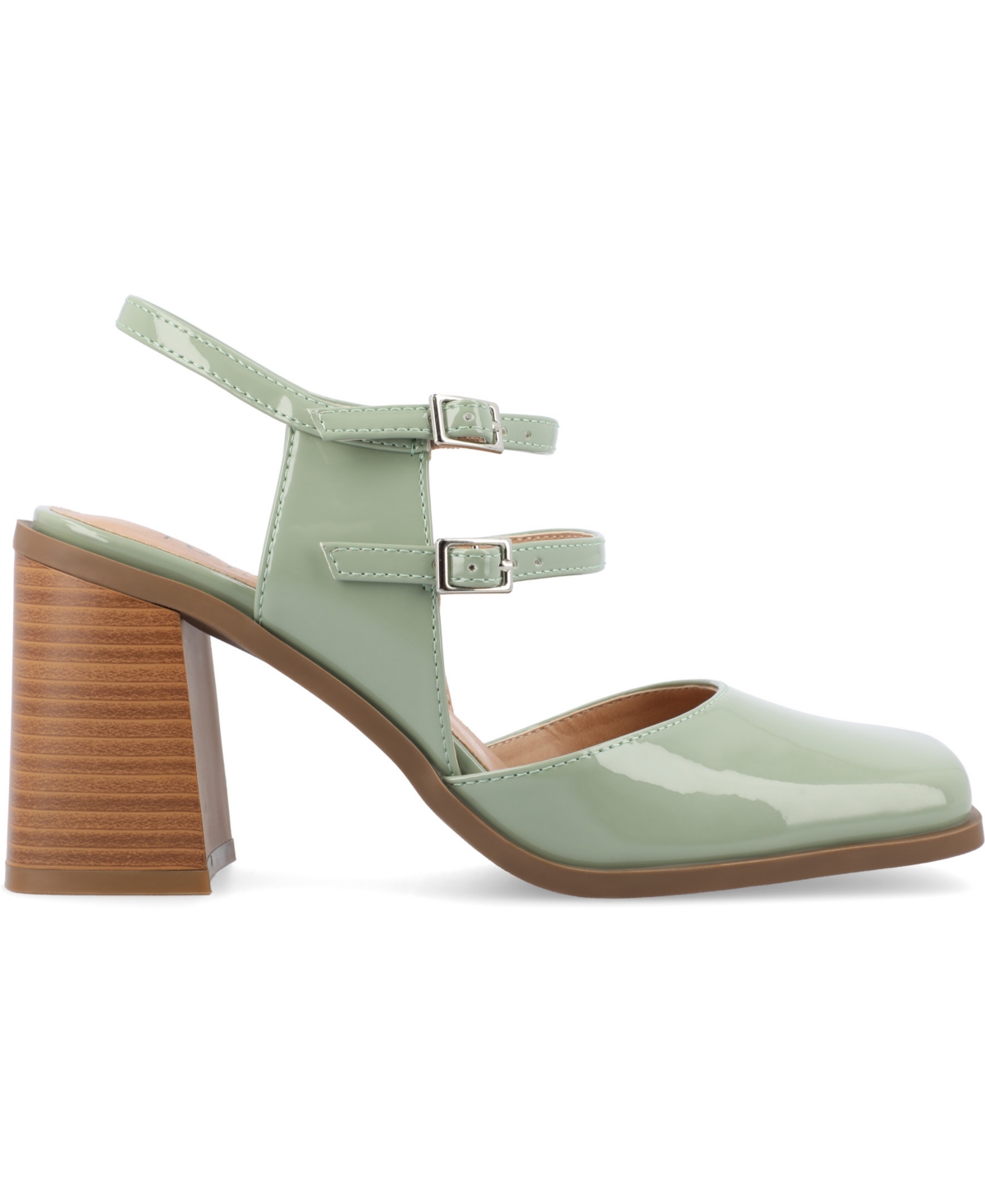 Journee Collection Caisey Double Strap Mary Jane Pump In Sage Patent