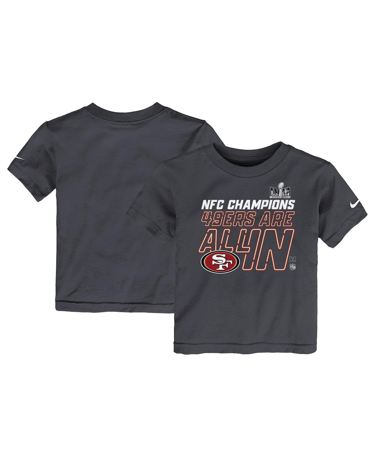 Nike Babies' Toddler Boys And Girls  Anthracite San Francisco 49ers 2023 Nfc Champions Locker Room Trophy Col