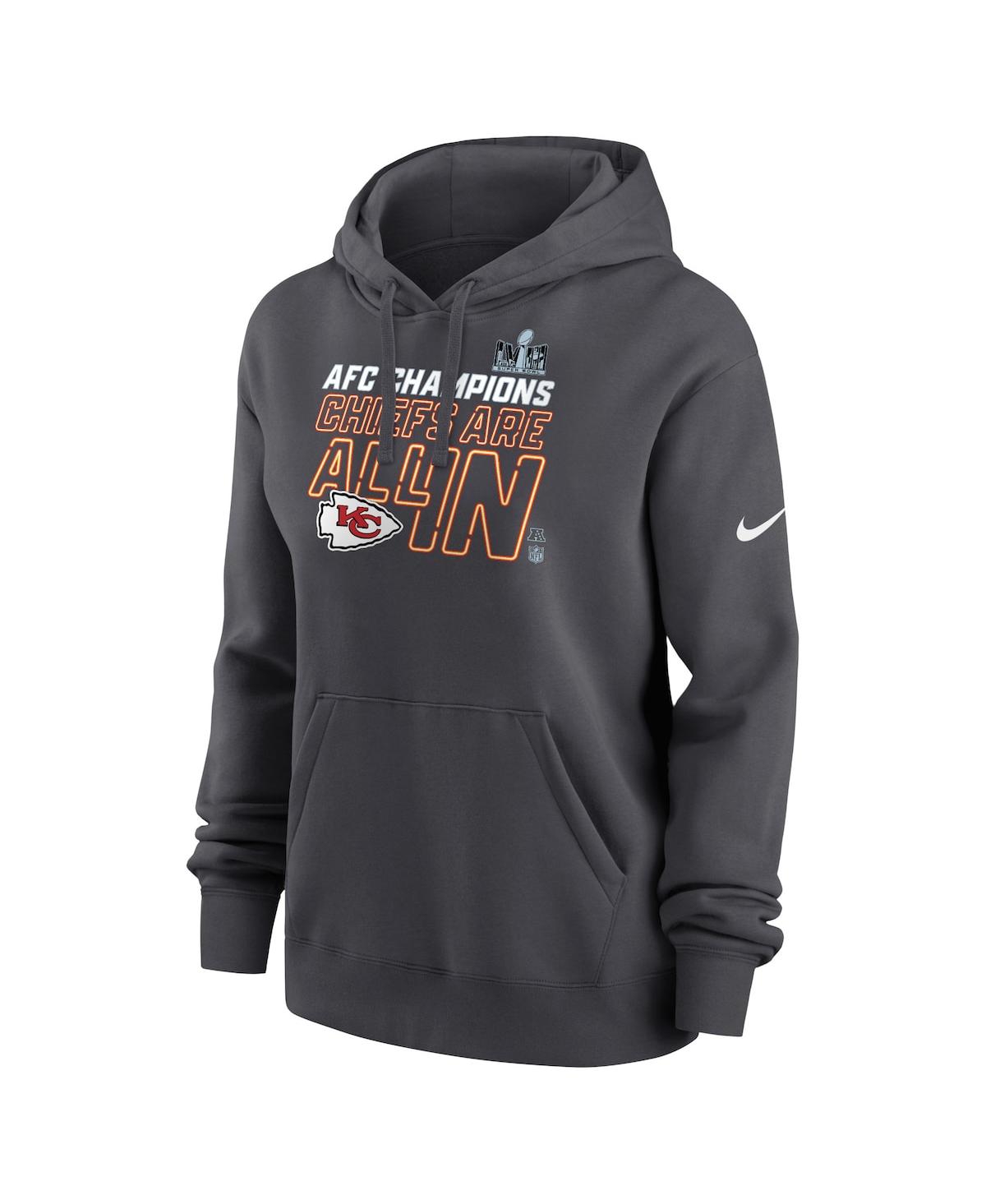Women's NikeKansas City Chiefs 2023 Afc Champions Locker Room Trophy Collection Pullover Hoodie - Anthracite