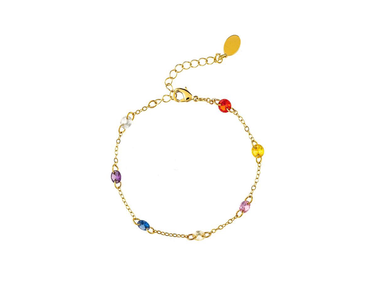 Multi Color Crystal Chain Line Bracelet - Multi color