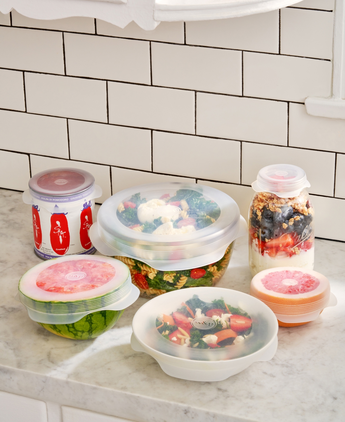 W&p Design W&p Set Of 6 Can Be Used Again Silicone Stretch Lid In Clear