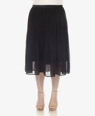 Plus Size Pleated Chiffon Midi Skirt