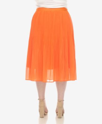 Plus Size Pleated Chiffon Midi Skirt