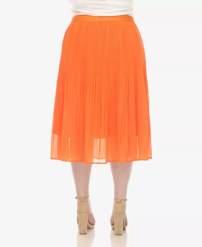 Plus Size Pleated Chiffon Midi Skirt - thumbnail 2