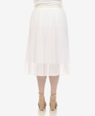 Plus Size Pleated Chiffon Midi Skirt