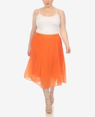 Plus Size Pleated Chiffon Midi Skirt