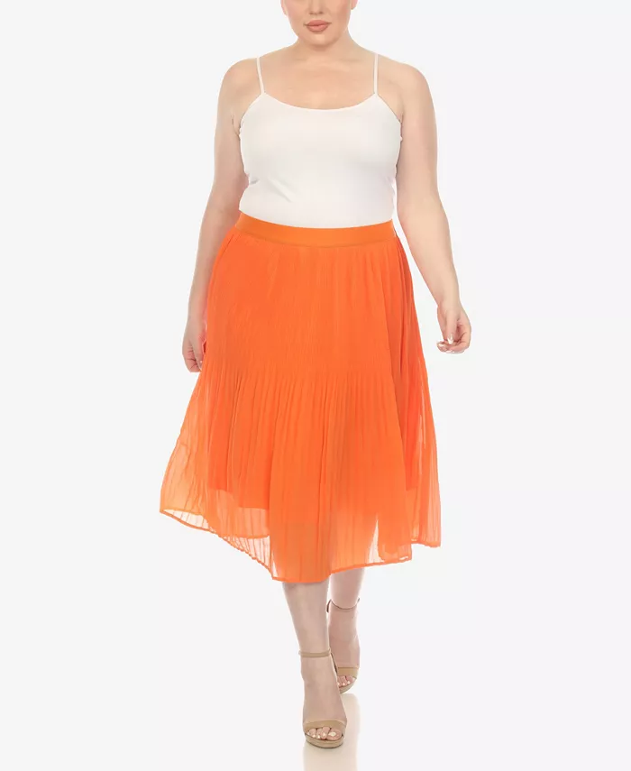 Plus Size Pleated Chiffon Midi Skirt - thumbnail 4