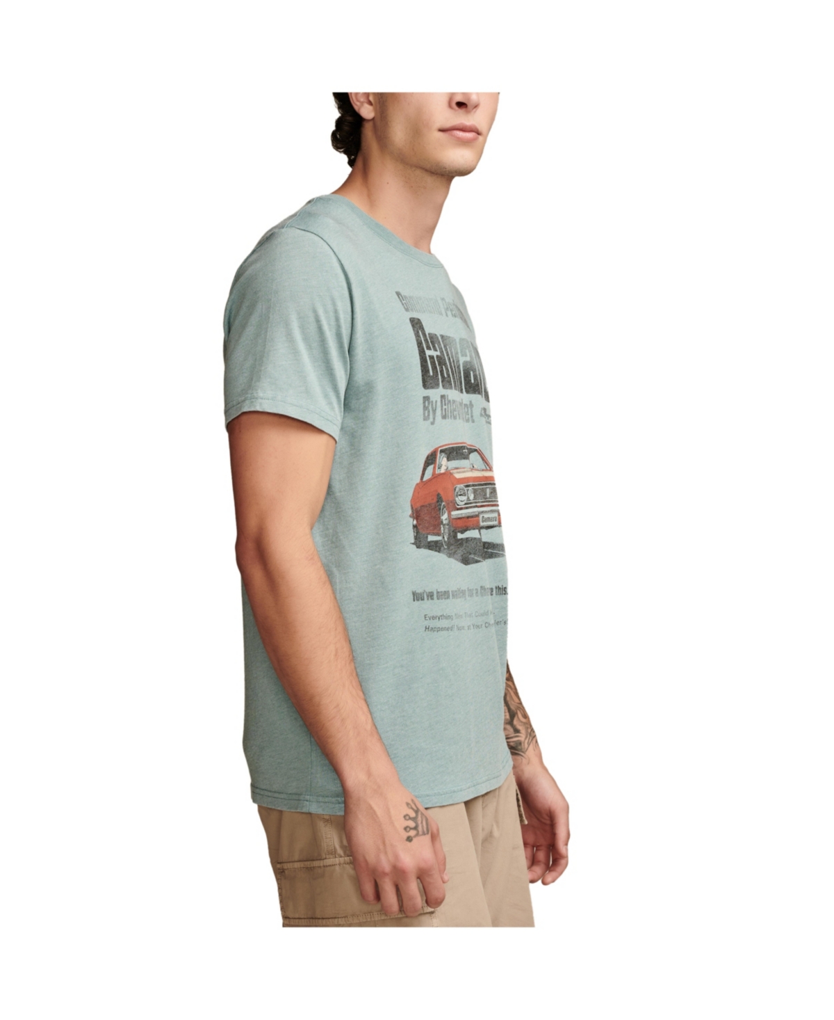 Shop Lucky Brand Men's Short Sleeves Camaro Ad T-shirt In Arctic