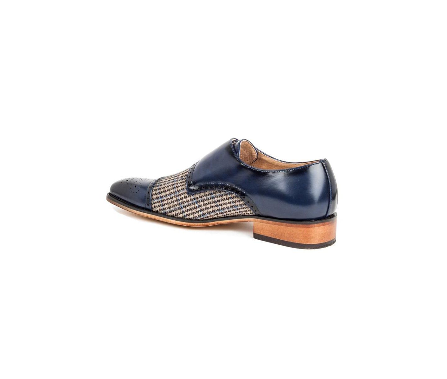 Обувь Gino Vitale Double Monk Strap Houndstooth Medallion Cap Toe Dress Shoes, цвет: Синий — фото 2
