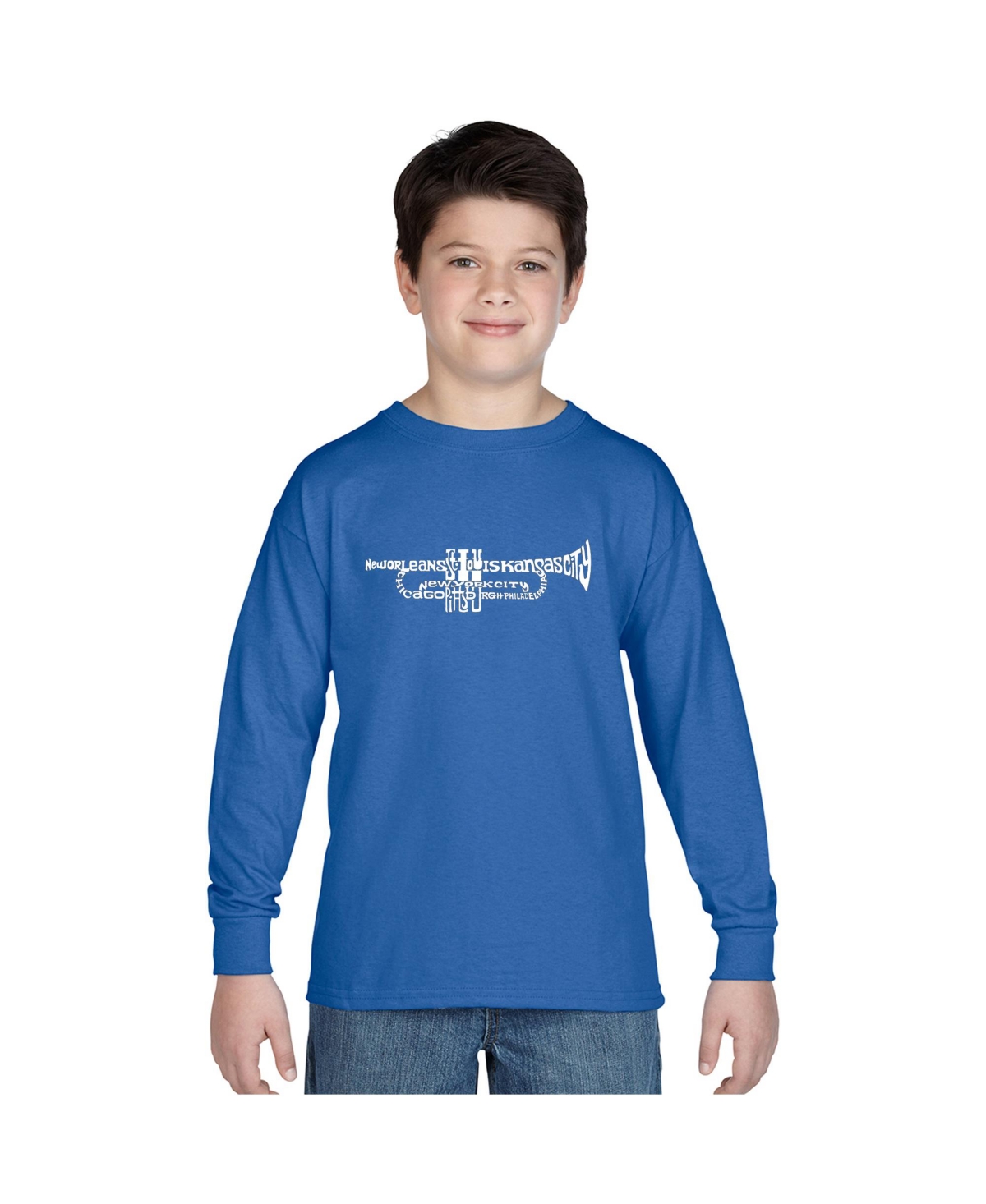 Boy's Word Art Long Sleeve - Trumpet Tshirt