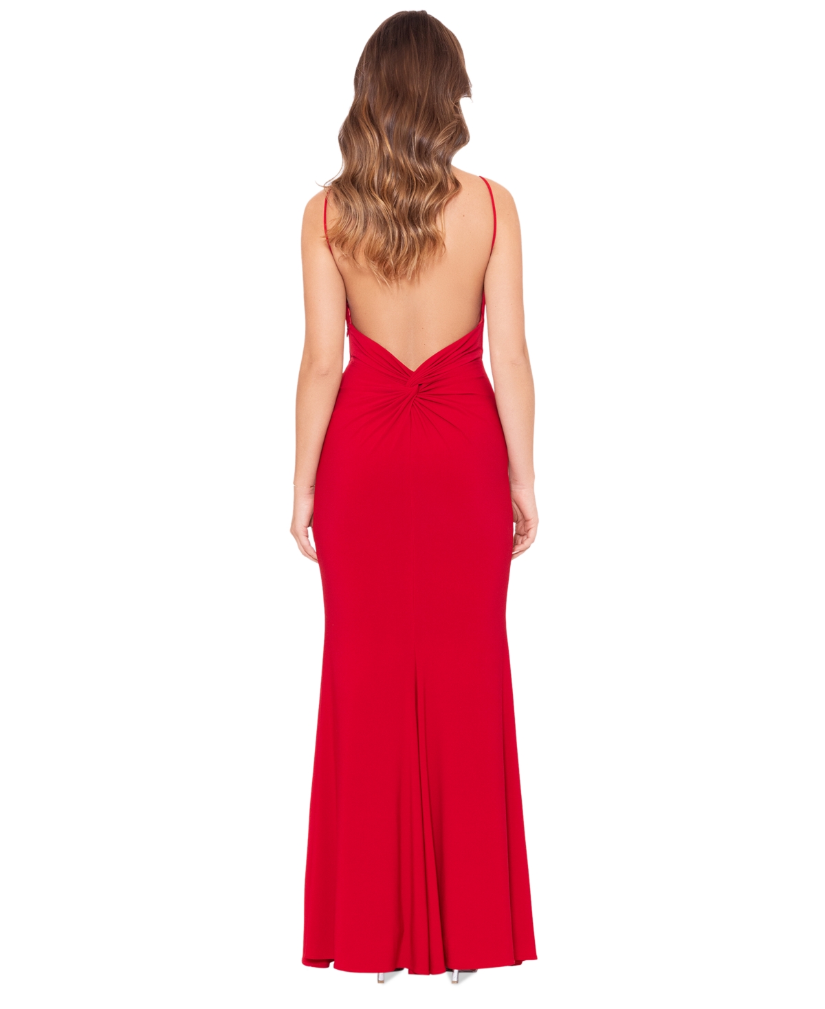 Shop Xscape Women's Knot-back Gown In Red