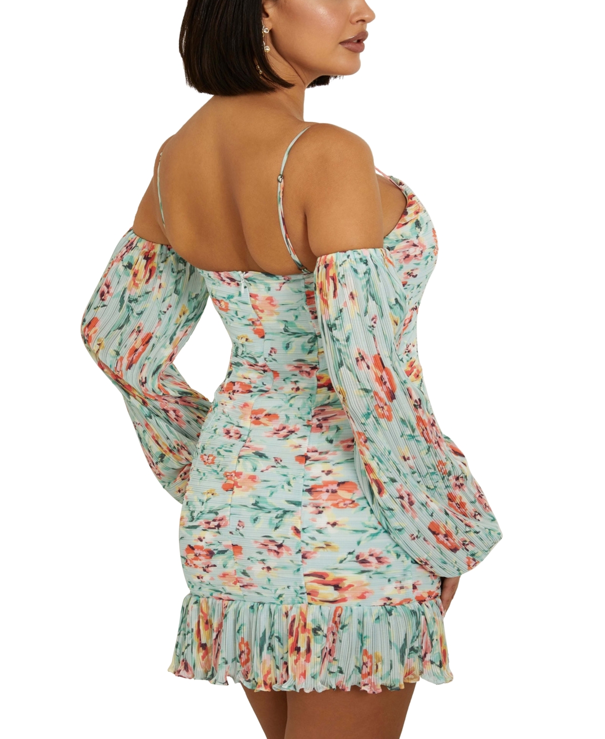Shop Guess Women's Tiffany Cold-shoulder Mini Dress In Rose Meadows Print