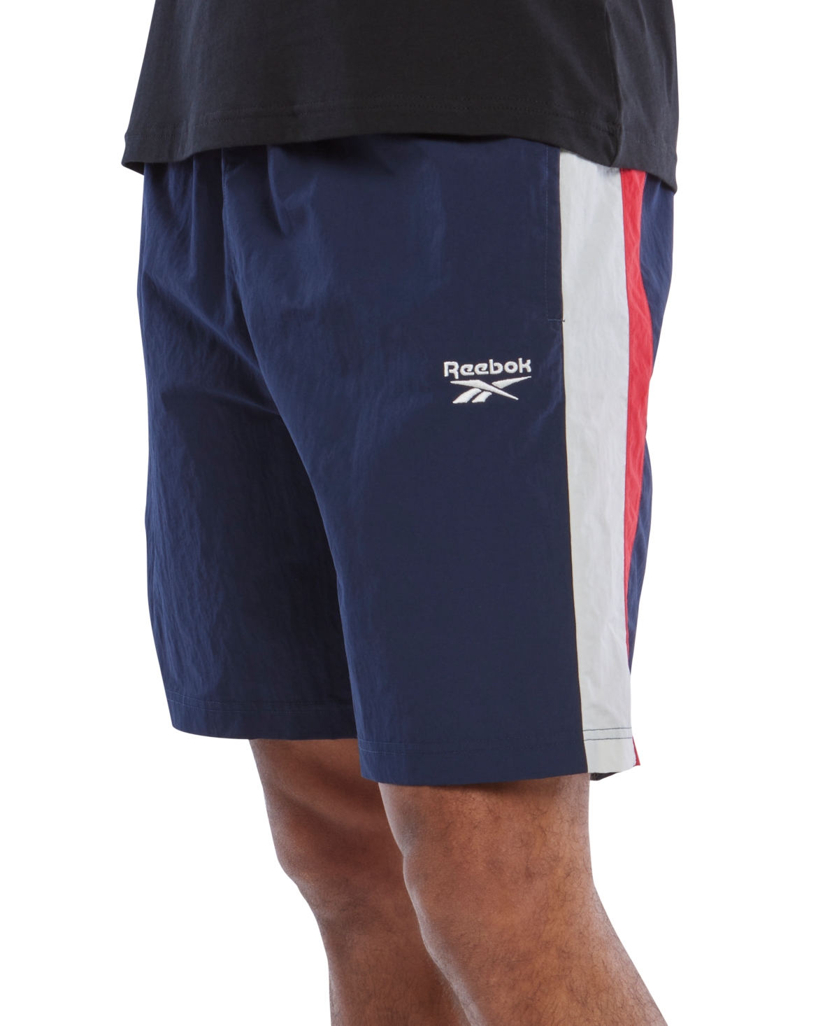 Reebok Men's Ivy League Regular-fit Colorblocked Crinkled Shorts In Red,navy,white