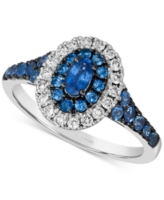 Le Vian Blueberry Sapphire (3/4 ct. t.w.) & Nude Diamond (1/4 ct. t.w.) Halo Ring in 14k White Gold