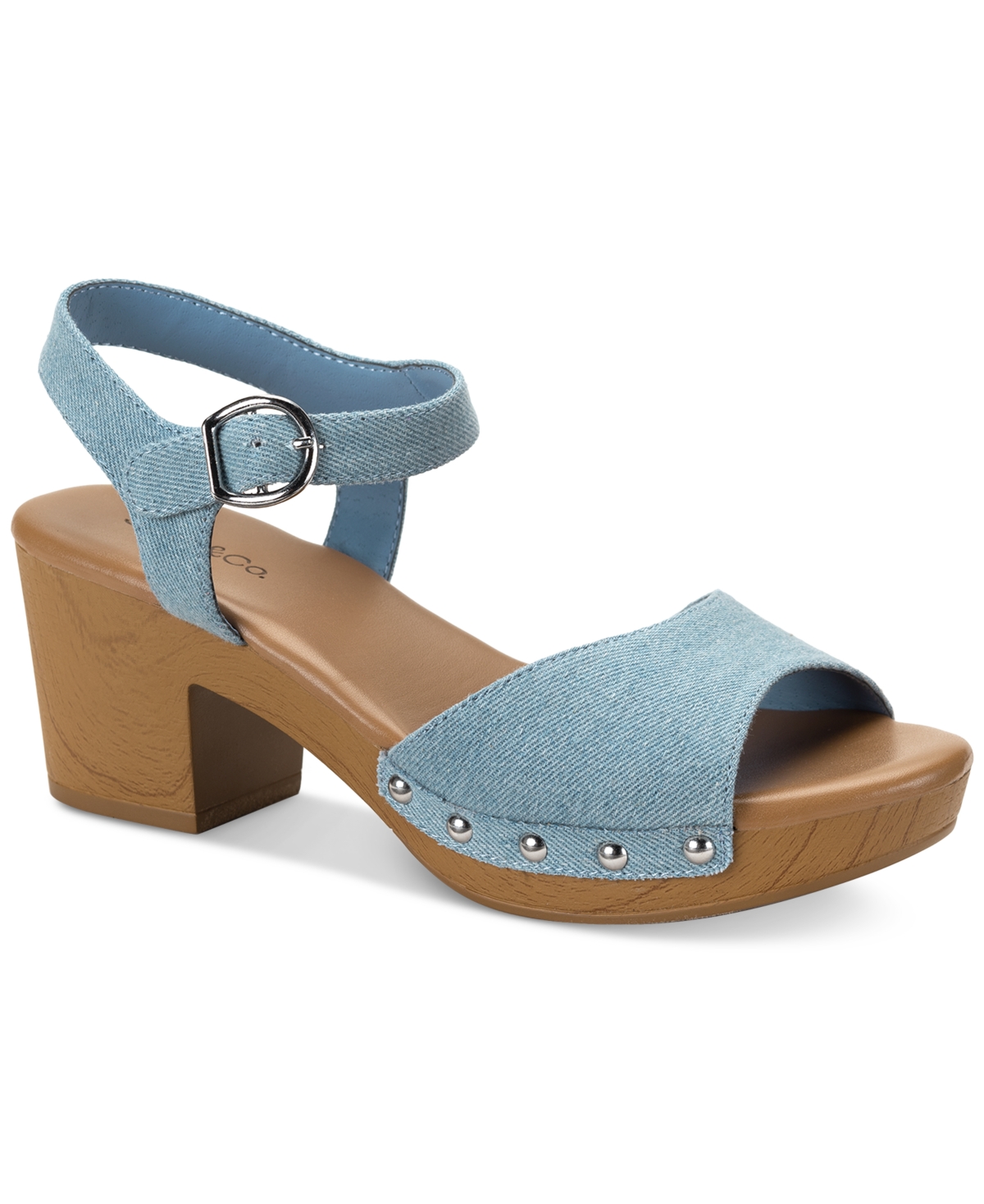 Style & Co Women's Anddreas Platform Block-heel Sandals, Created For Macy's In Light Denim