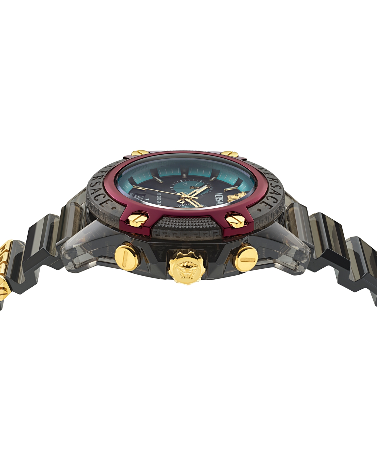 Shop Versace Men's Swiss Chronograph Black Silicone Strap Watch 44mm