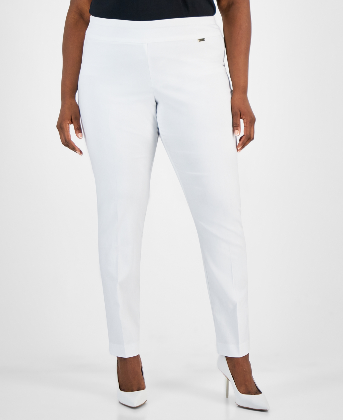 Inc International Concepts Plus Size Bengaline Skinny Pants, Created For Macy's In Bright White