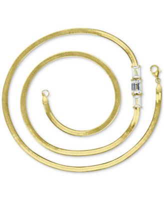 Lab-Grown White Sapphire Triple Stone 18" Collar Necklace (3-3/8 ct. t.w.) in 14k Gold-Plated Sterling Silver