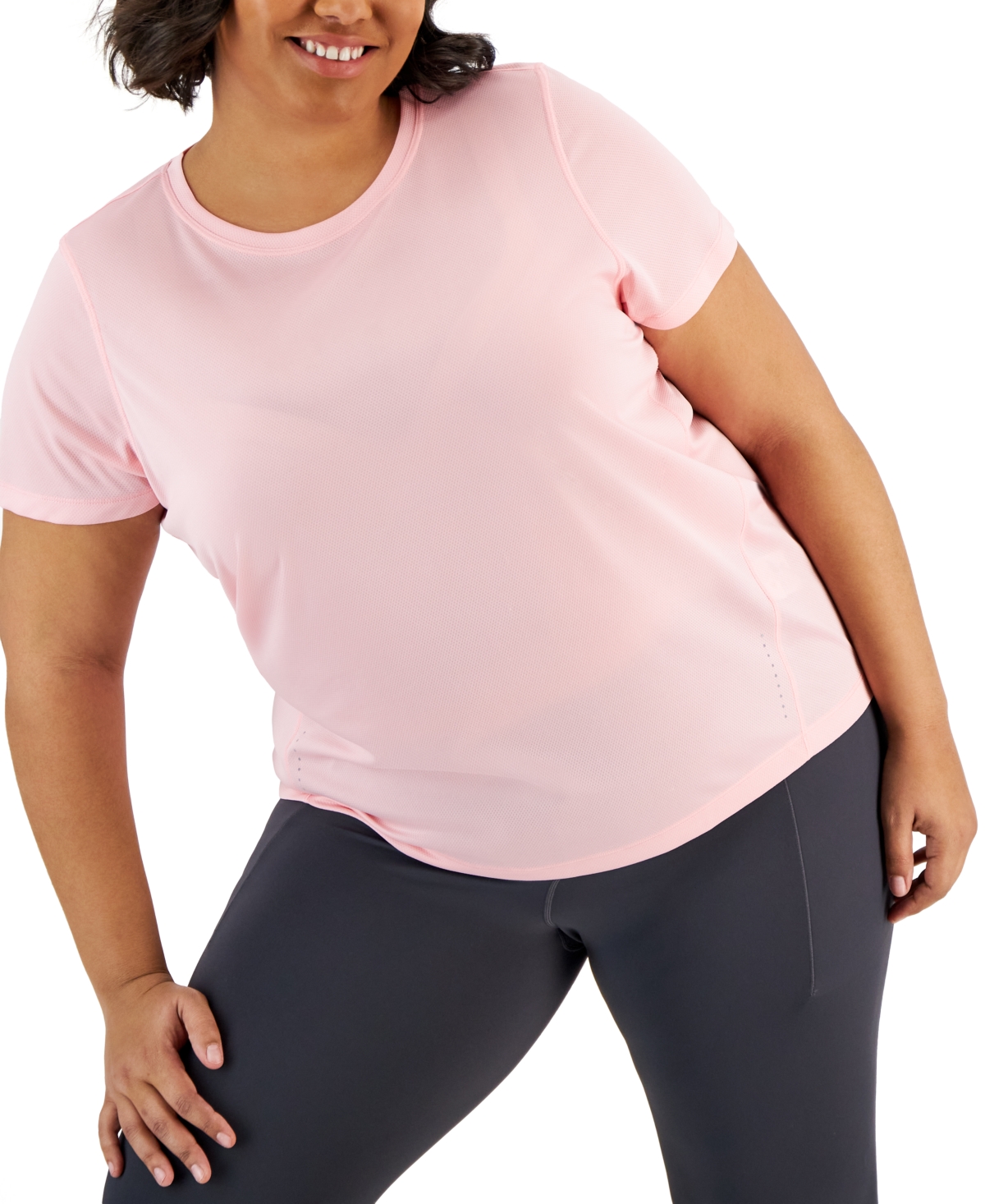 Id Ideology Plus Size Birdseye Mesh T-shirt, Created For Macy's In Pink Icing