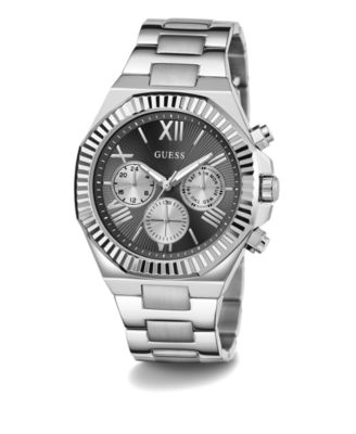 Men's Analog Silver-Tone Steel Watch 44mm