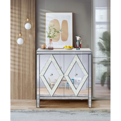 Streamdale Mirror-trimmed diamond design storage cabinet for any room